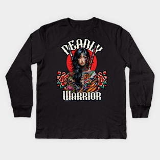 Deadly Warrior Tattoo-Inspired Kids Long Sleeve T-Shirt